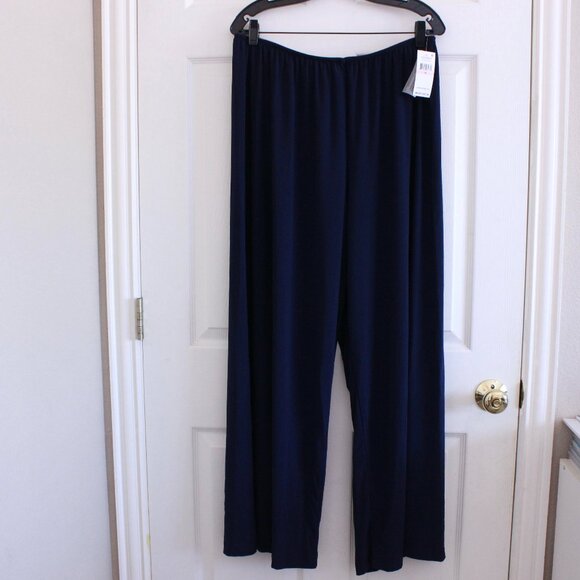 Alex Evenings Pull On Matte Jersey Wide Leg Long Pants Size 2X Dark Navy Blue - Picture 1 of 10